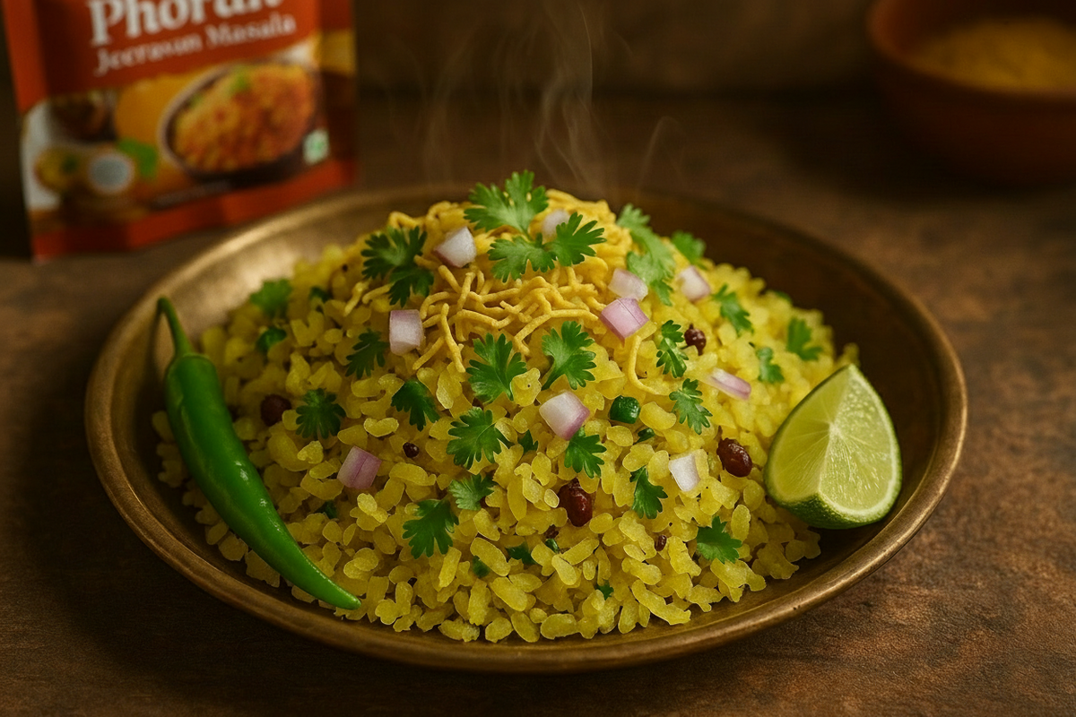 indori poha with jeeravan masala