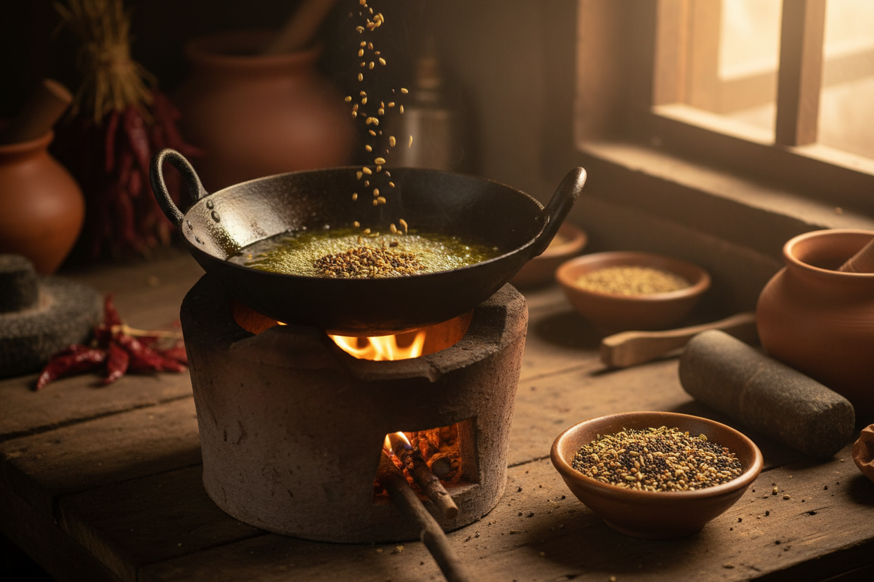 Panch Phoran cooking scene