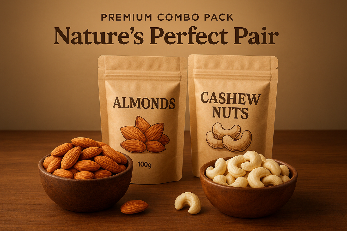 Premium Combo Pack: 100g Almonds & 100g Cashew Nuts - Nature's Perfect Pair