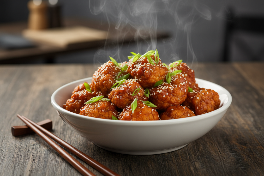 Crispy Gobi Manchurian — restaurant-style Indo-Chinese cauliflower in tangy sauce, made with Phoran spices