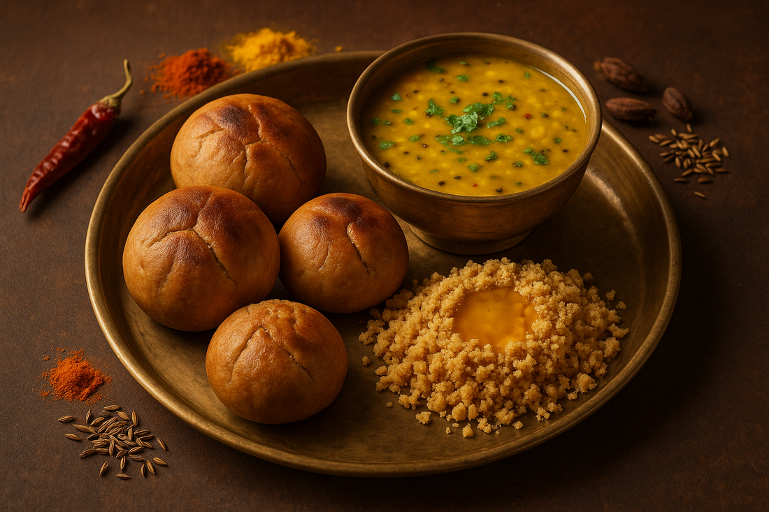 Authentic Rajasthani Dal Baati Churma with Phoran Premium Garam Masala - traditional royal recipe
