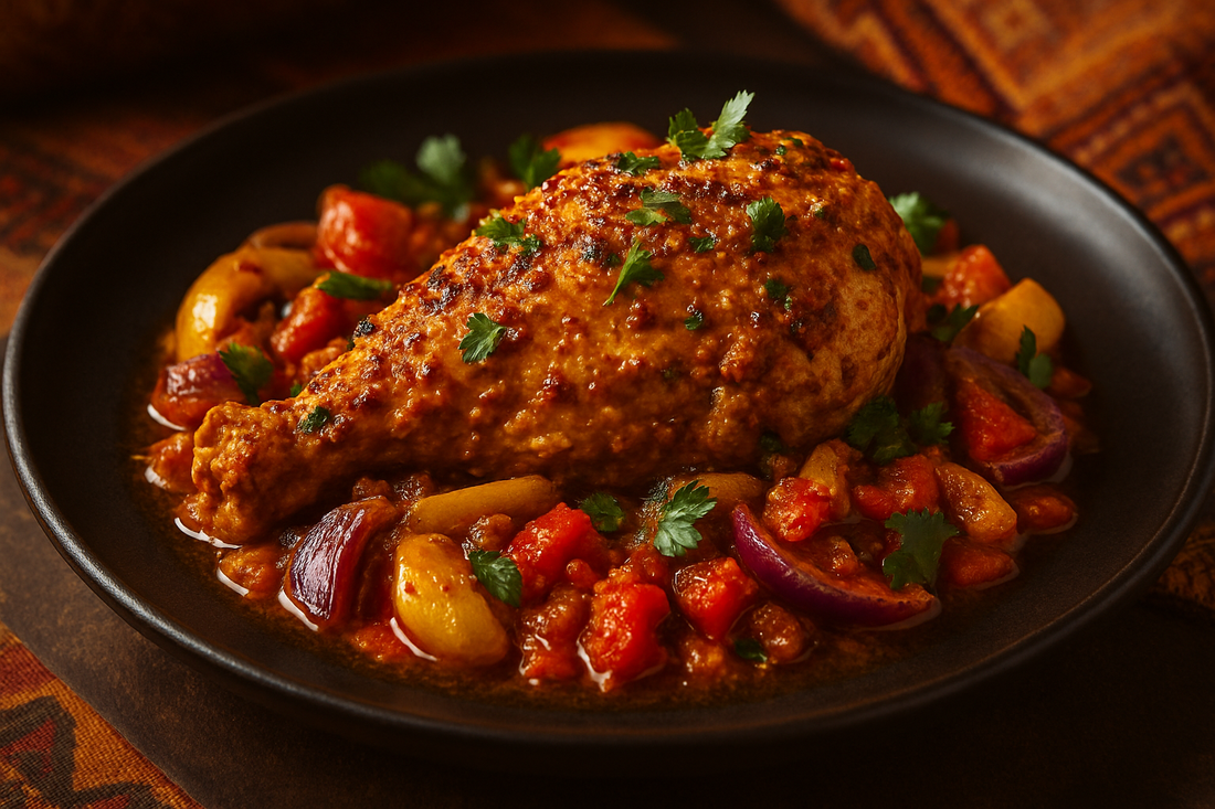 Exotic Chicken Africano Recipe with Phoran Masala - African-Inspired Delicacy