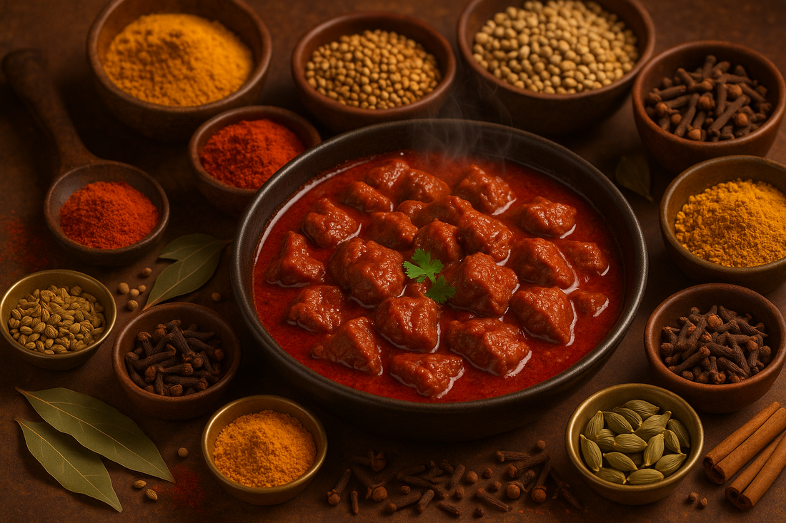 Fiery Goan Vindaloo with Complete Phoran Masala Spice Collection