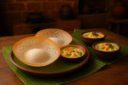 Traditional Kerala Appam with Phoran Premium Garam Masala Stew