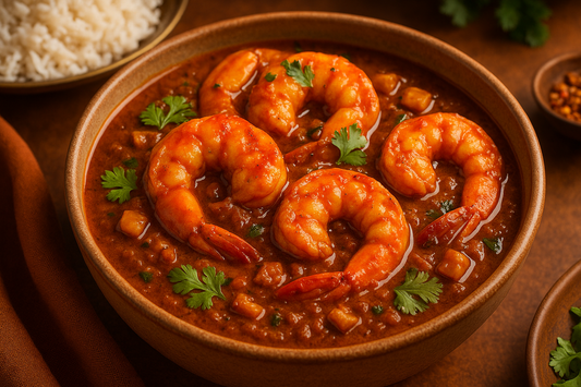 Authentic Malvani prawns masala and kothimbir vadi — coastal Maharashtra recipes made with Phoran Malvani masala and fresh coriander