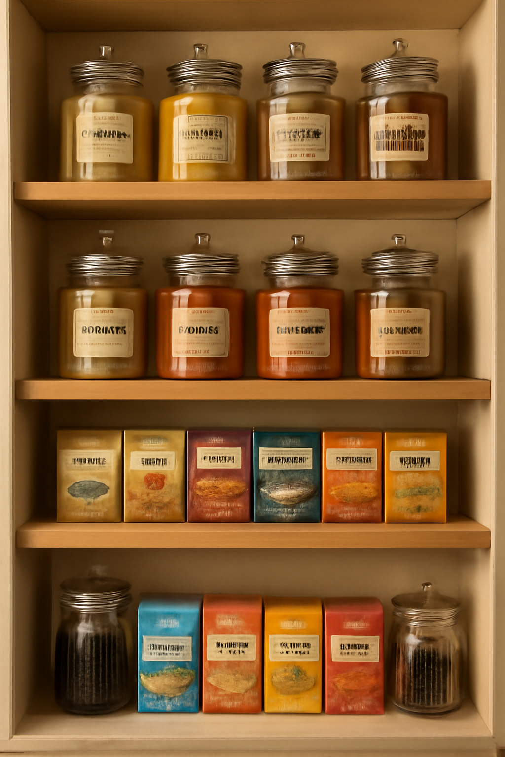 Phoran Masala spice pantry with premium Indian masala blends and whole spices