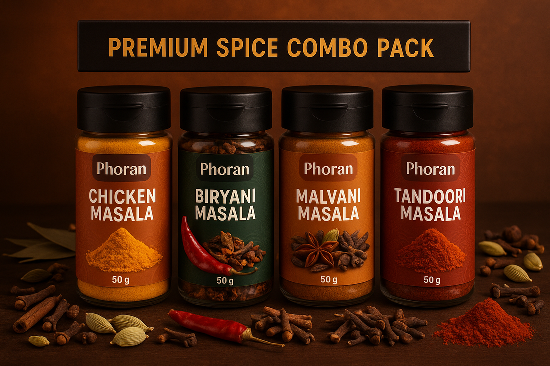 200g Masala Combo Pack - Chicken, Biryani, Malvani & Tandoori complete flavor collection by Phoran Masala
