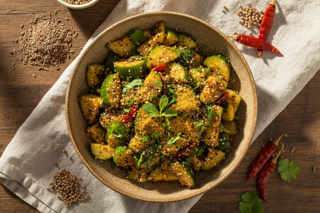 The Viral Smashed Cucumber Salad, Desi Edition — Jeeravan Masala Changes Everything