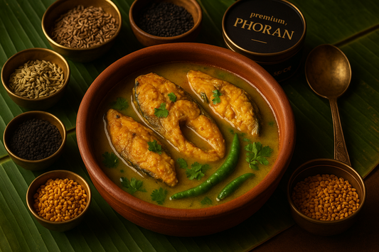 Traditional Bengali Macher Jhol with Complete Phoran Masala Spice Collection