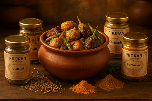 Traditional Gujarati Undhiyu with Phoran Premium Spice Collection