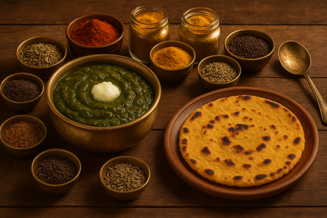 Traditional Punjabi Sarson Ka Saag with Complete Phoran Masala Collection