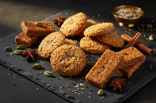 Traditional Winter Sweets: Anarsa & Til ke Gajak Recipes with Phoran Spices