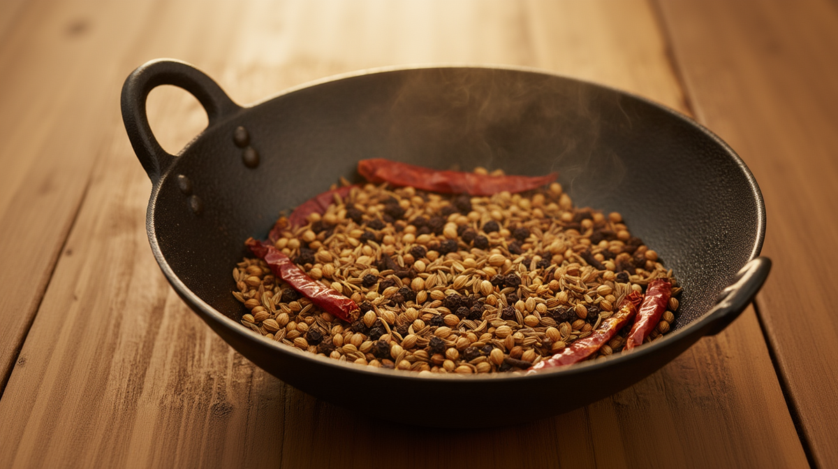 Traditional Dry Roasting Process - Spices in Kadai